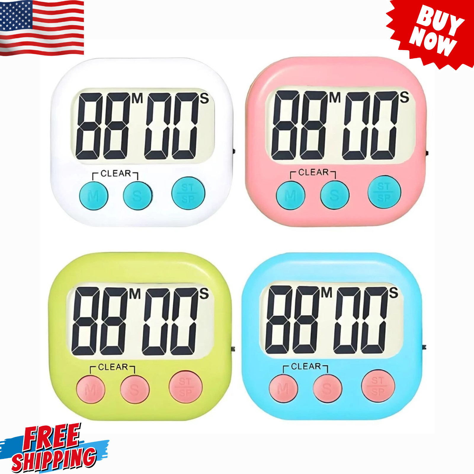 Large LCD Digital Kitchen Cooking Timer Count Down Up Clock Loud Alarm Magnetic