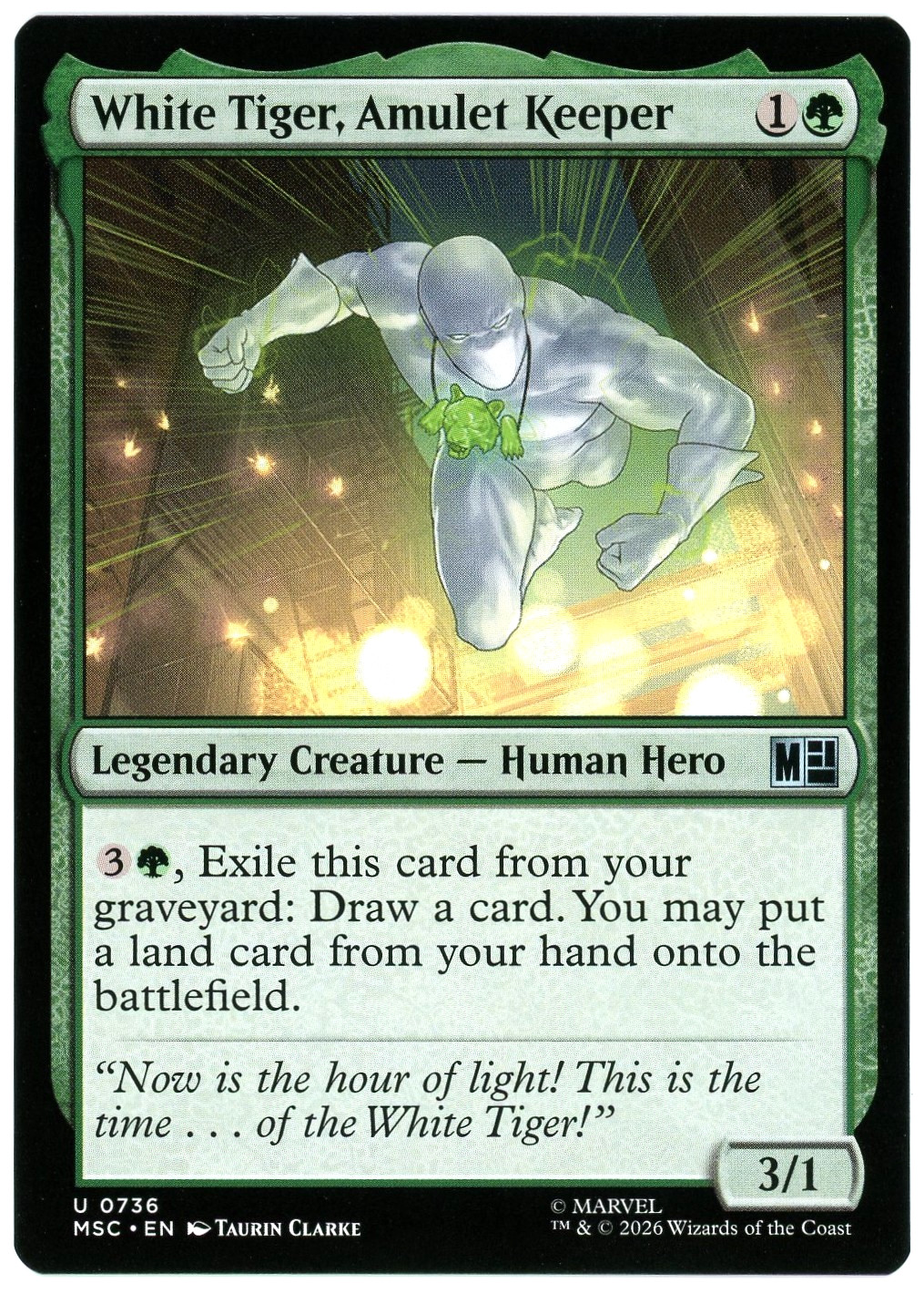 White Tiger, Amulet Keeper - 0736 - Commander: Marvel Super Heroes MSC - MTG NM
