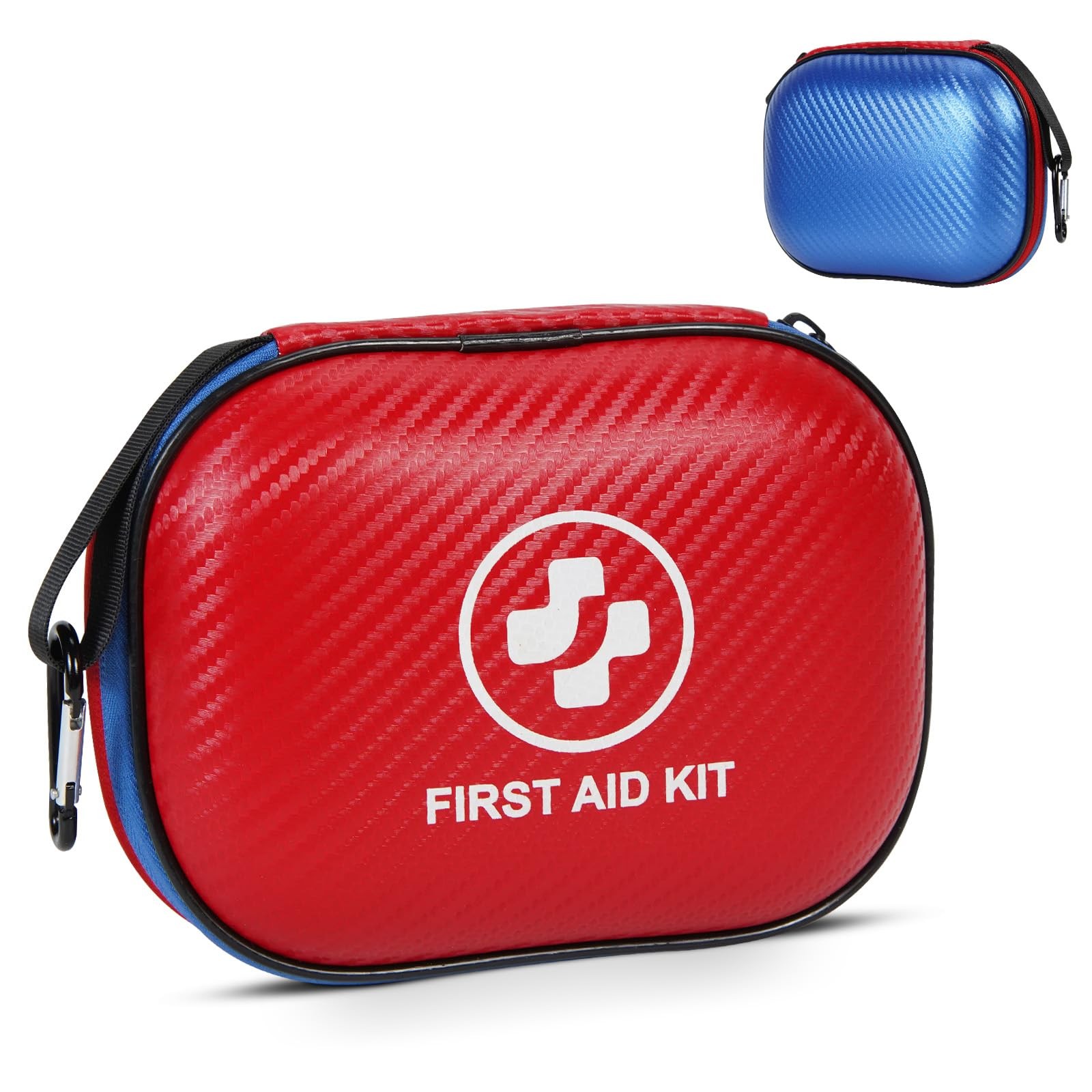 Small First Aid Kit - 185 Pieces Waterproof Emergency for mini, Red/Blue