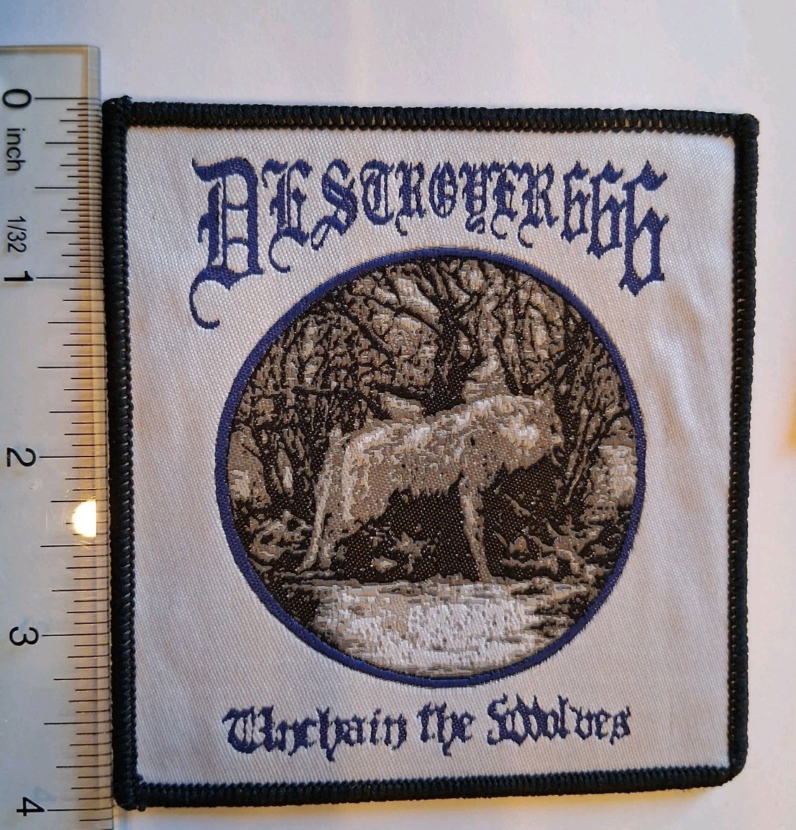 Destroyer 666 Unchain The Wolves Black Border Woven Patch