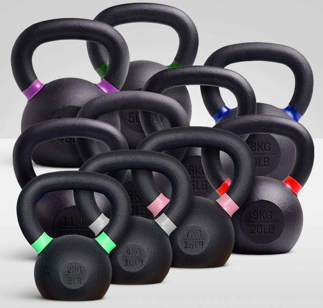 French Fitness Cast Iron Kettlebell Set 5-50 lbs (New)
