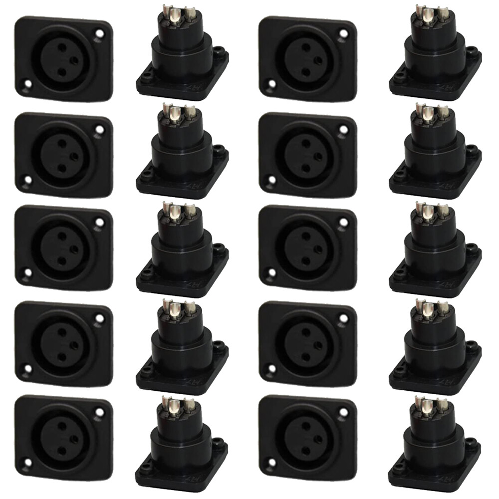20PCS 3-Pin XLR Female Jack Panel Mount Microphone Connector Adapter Converter