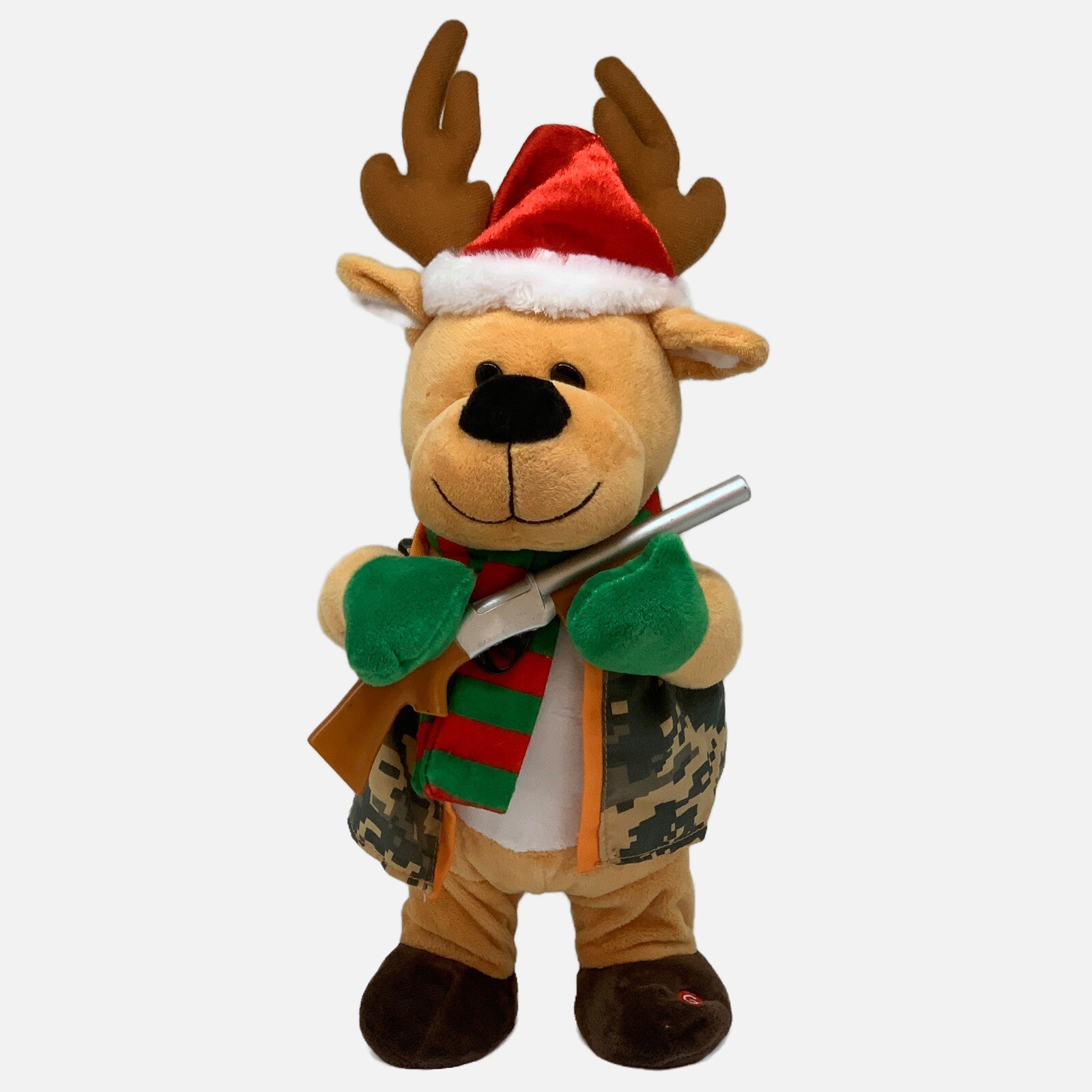 Gemmy Christmas Reindeer Shotgun Animated  16” Hit Me With Your Best Shot WORKS