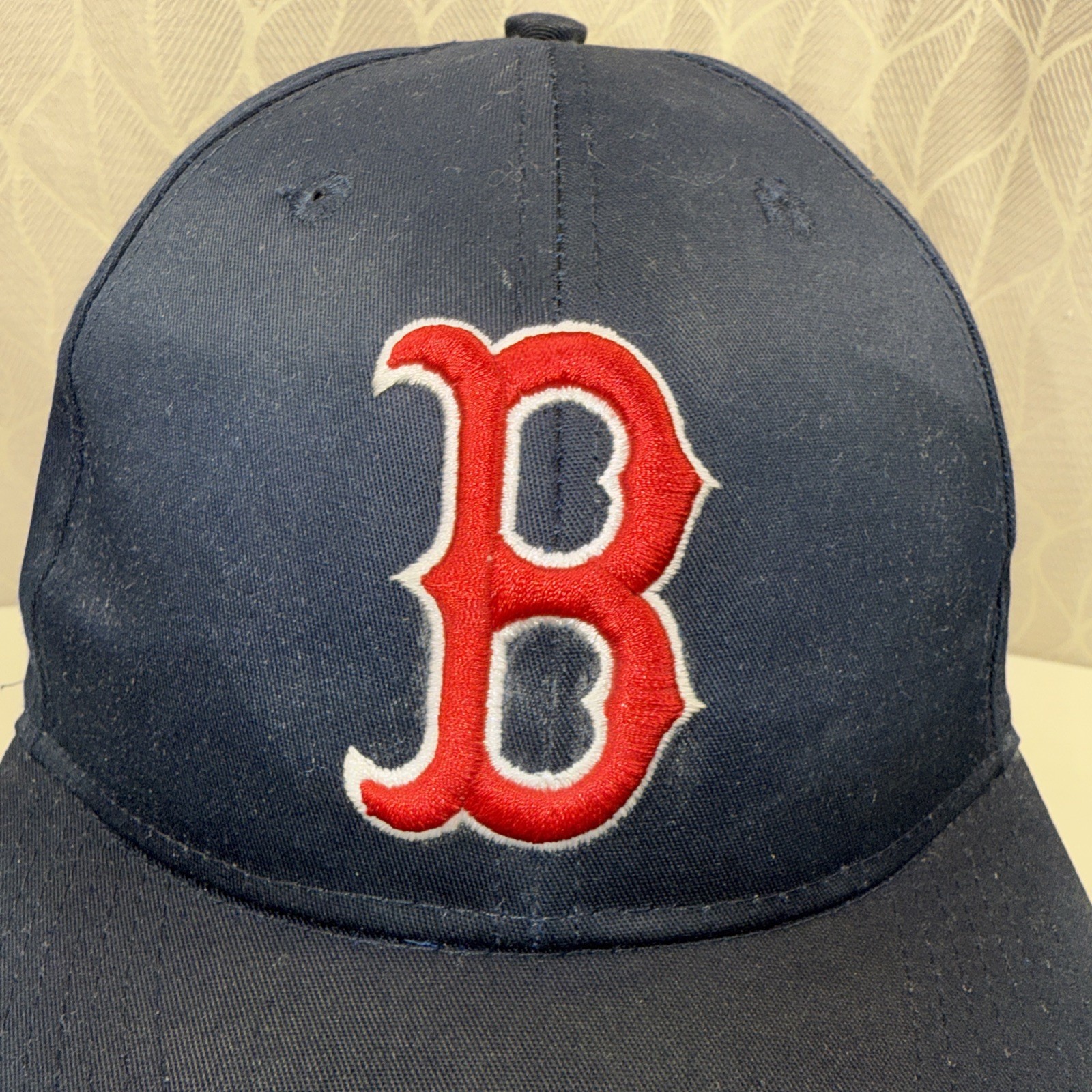 BOSTON Red Sox lite wt Navy Cotton Hat Cap w Script Red B Hook Loop MLB Team