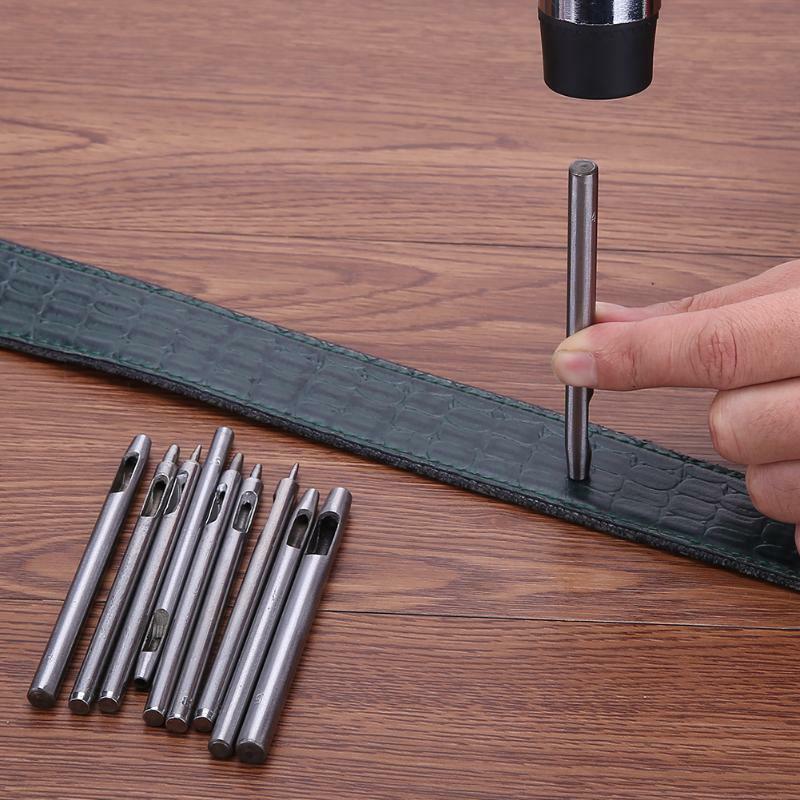 10pcs DIY hollow punching tool LeatherCraft strap with manual punching cutting