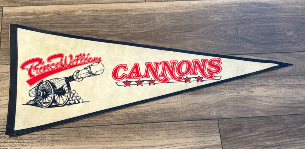 Vintage Felt Pennant, PRINCE WILLIAM CANNONS, 29-3/4 Inches Long (Minor League)
