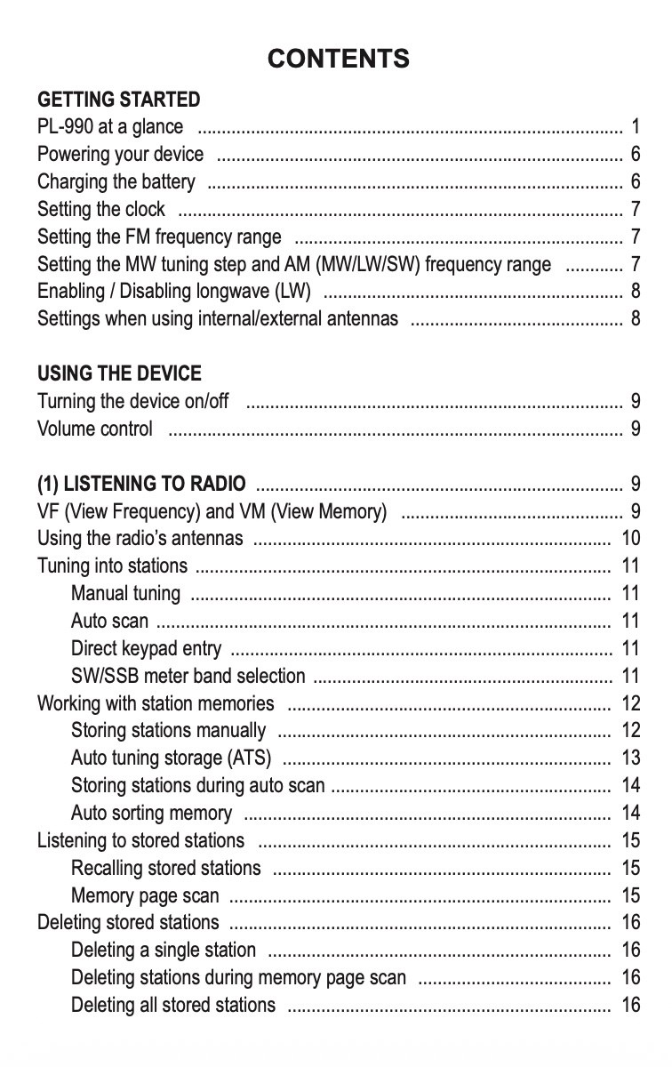 Tecsun PL-990 Radio Receiver OPERATION MANUAL
