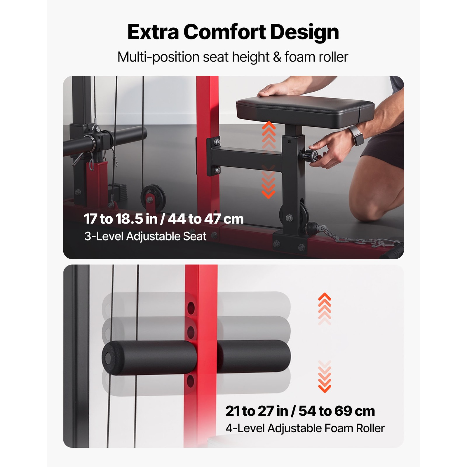 Uimoso 2-in-1 LAT Pull Down Machine with Adjustable 3-Level Seat