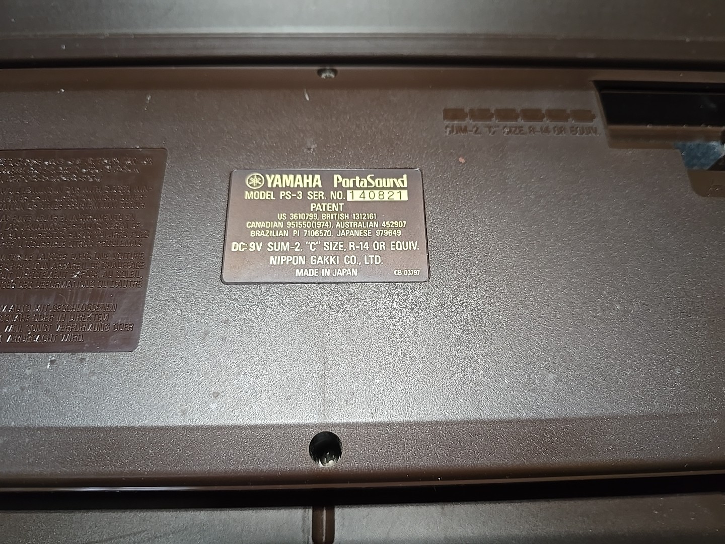 Yamaha PortaSound Keyboard PS-3 w/Case