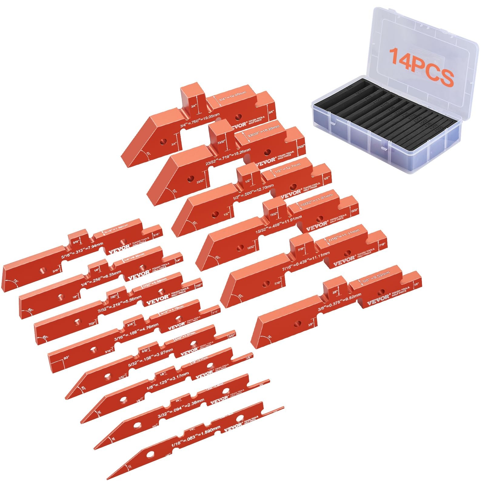 VEVOR 16-Piece Precision Height Gauge Block Set Woodworking Tools