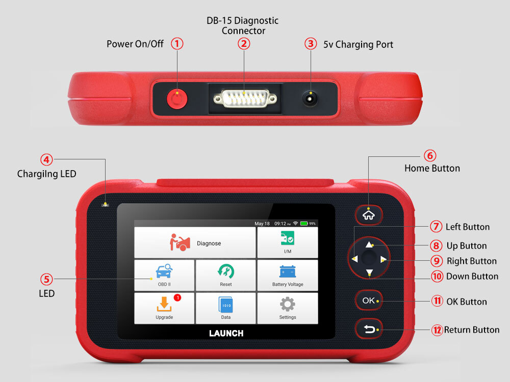 LAUNCH CRP129i OBD2 Scanner ABS SRS Car Diagnostic Tool TCM Engine Code Reader