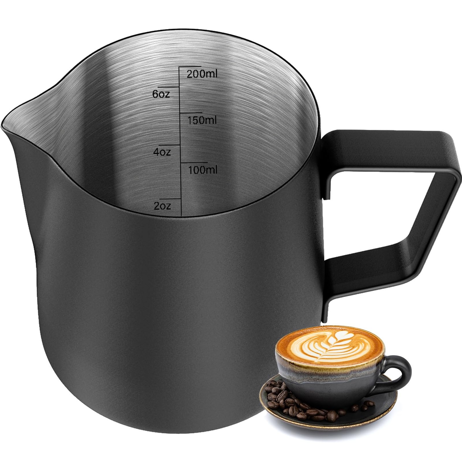 Stainless Steel Espresso Latte Steaming Frothing Milk Pitcher 6.8oz/200ml