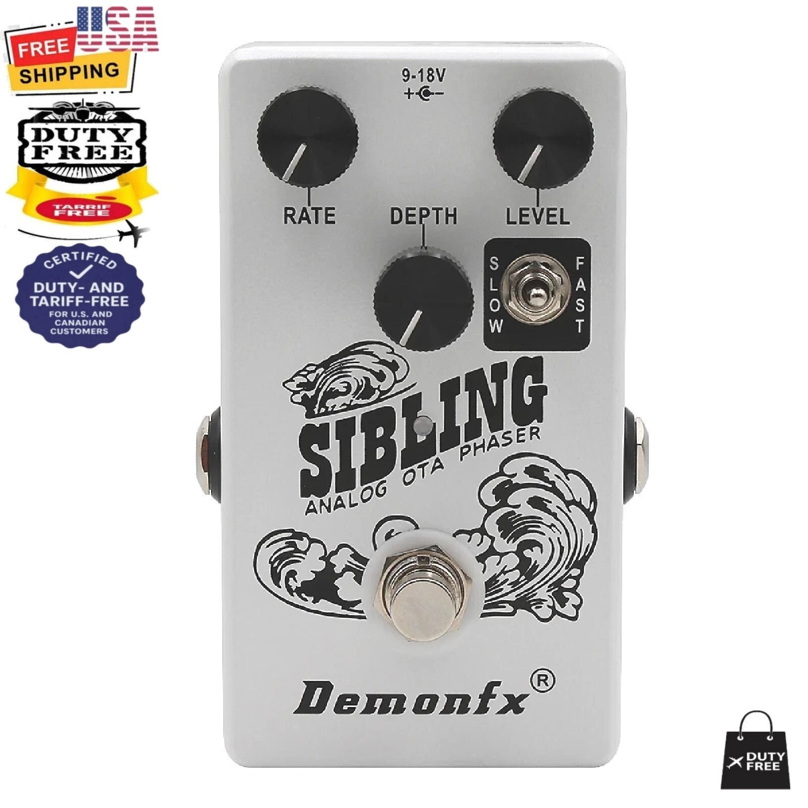 Demonfx SIBLING Analog OTA Phaser  Guitar Effect Pedal fast US Ship