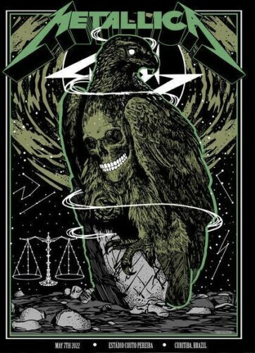 METALLICA CURITIBA 5/7/2022 SCREEN PRINTED CONCERT POSTER #132/350 Fast Ship