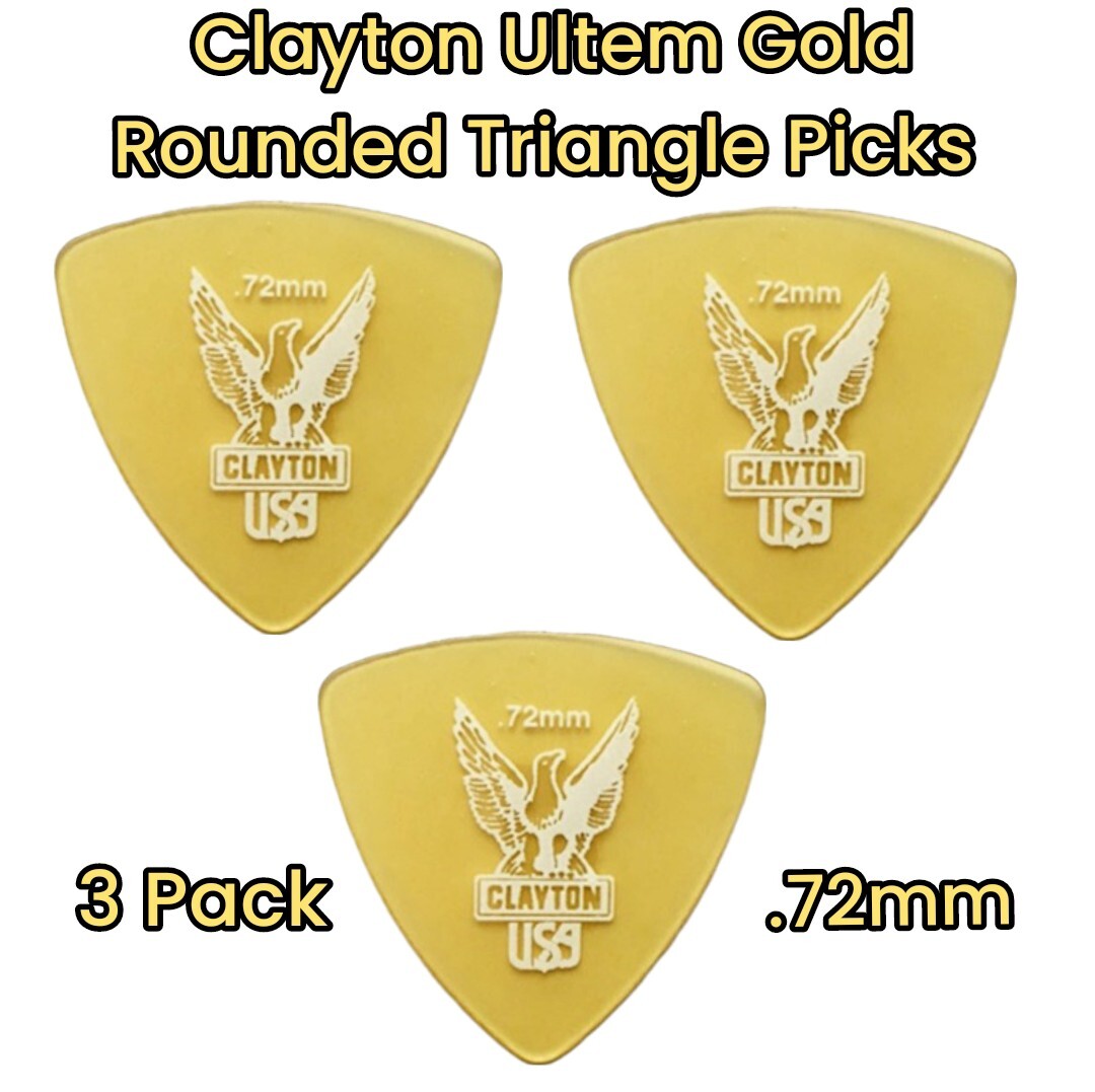 Clayton Ultem Gold Rounded Triangle Picks  .72mm  3 Picks