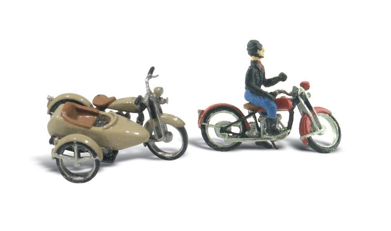 Woodland Scenics D228 HO Motorcycles and a Sidecar Vehicle Figure Kit / Vehicle