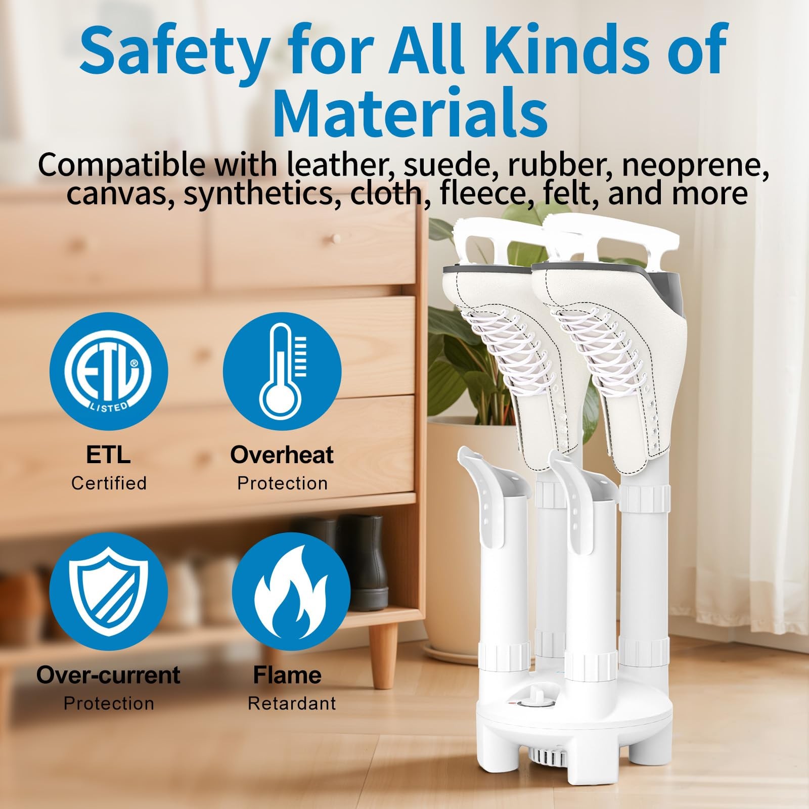 LAVIEAIR Boot Dryer, Shoe Dryer and Glove Dryer with Timer and Fan, White