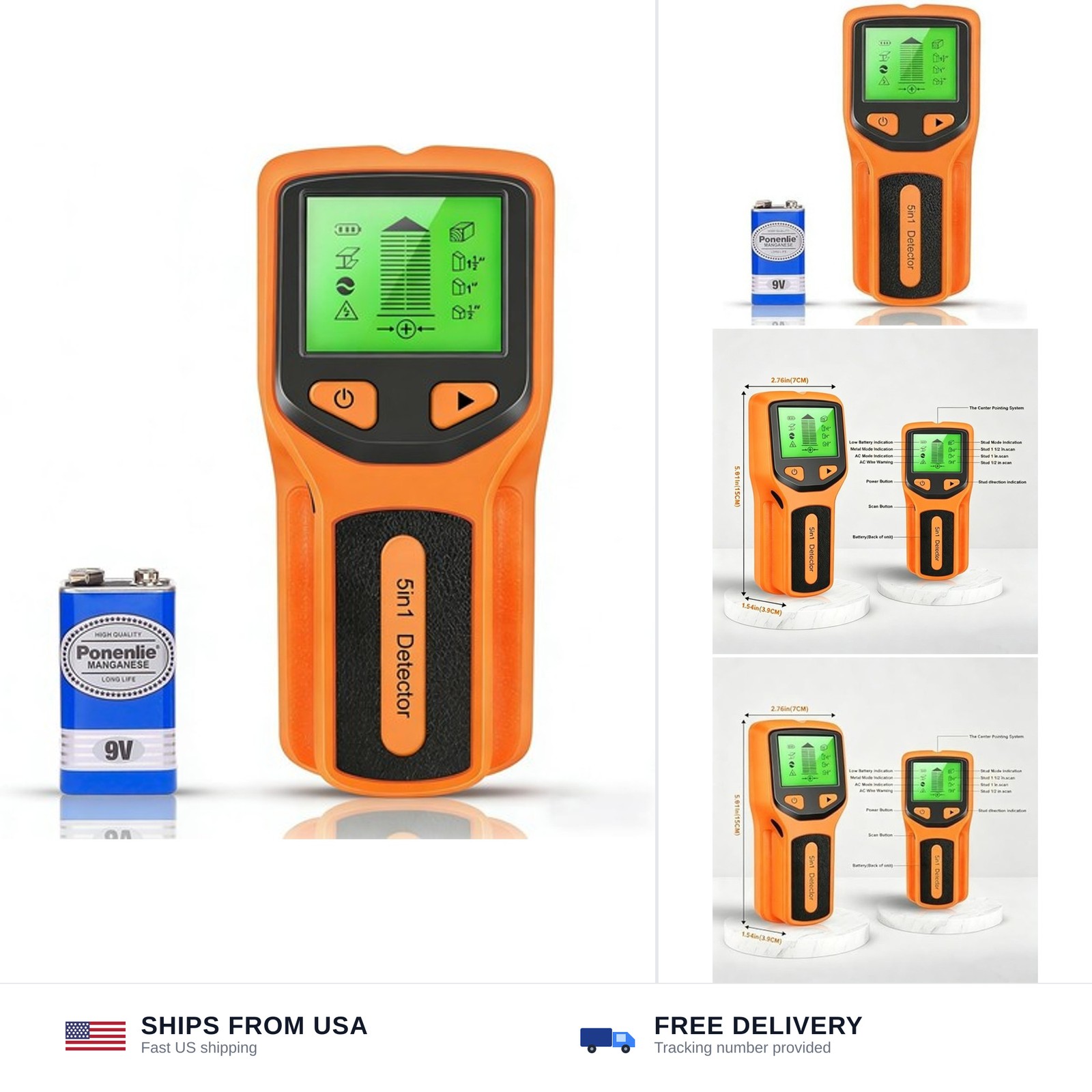 Stud Finder Wall Scanner - 5 in 1 Multifunctional Stud Detector w/Smart Chip ...