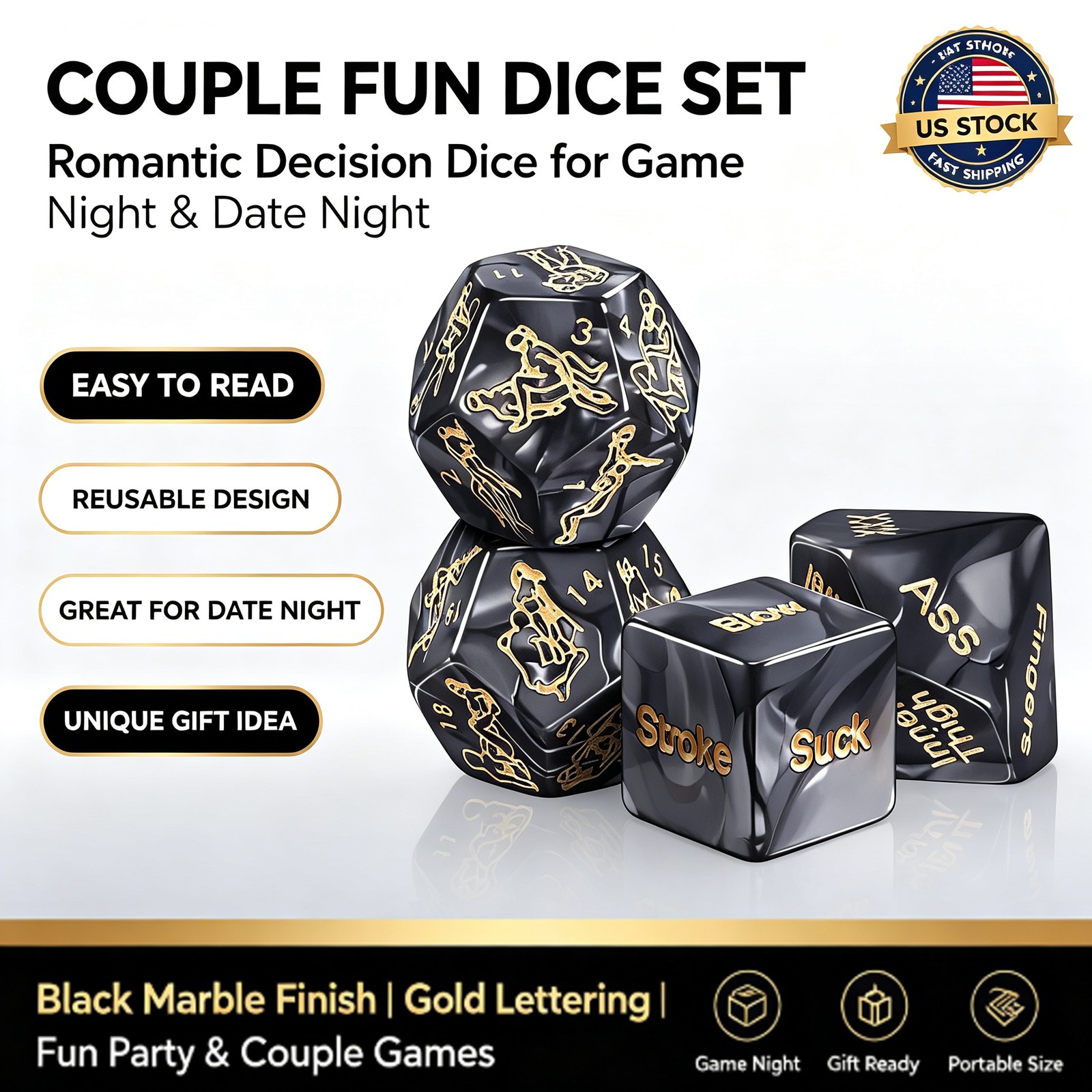 Love Dice Game for Couples Adult Fun Sex Position Foreplay Toy Set Romantic Gift