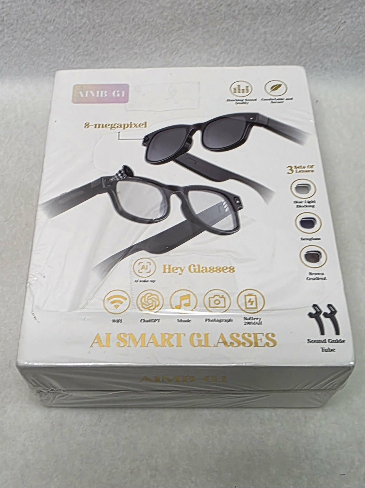 AiMB-G1 Bluetooth Voice Control Smart Glasses W/8MP, 1080p Camera