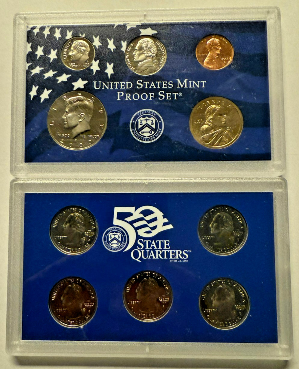 2000 Proof set CN-Clad W/ Kennedy & Sacagawea -10 coins