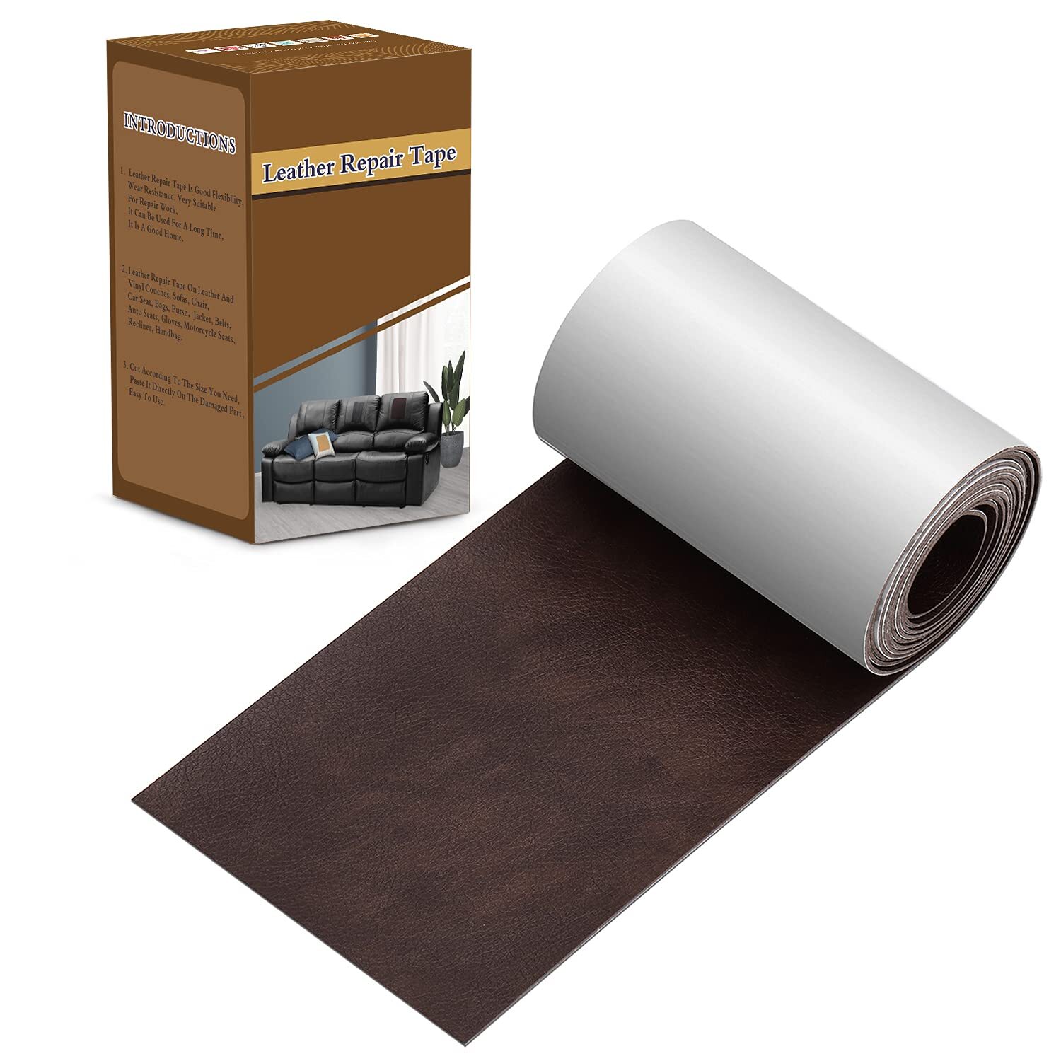 Brown Leather Repair Tape Patch Car Seat Furniture Couch Sofa Chair Upholstery