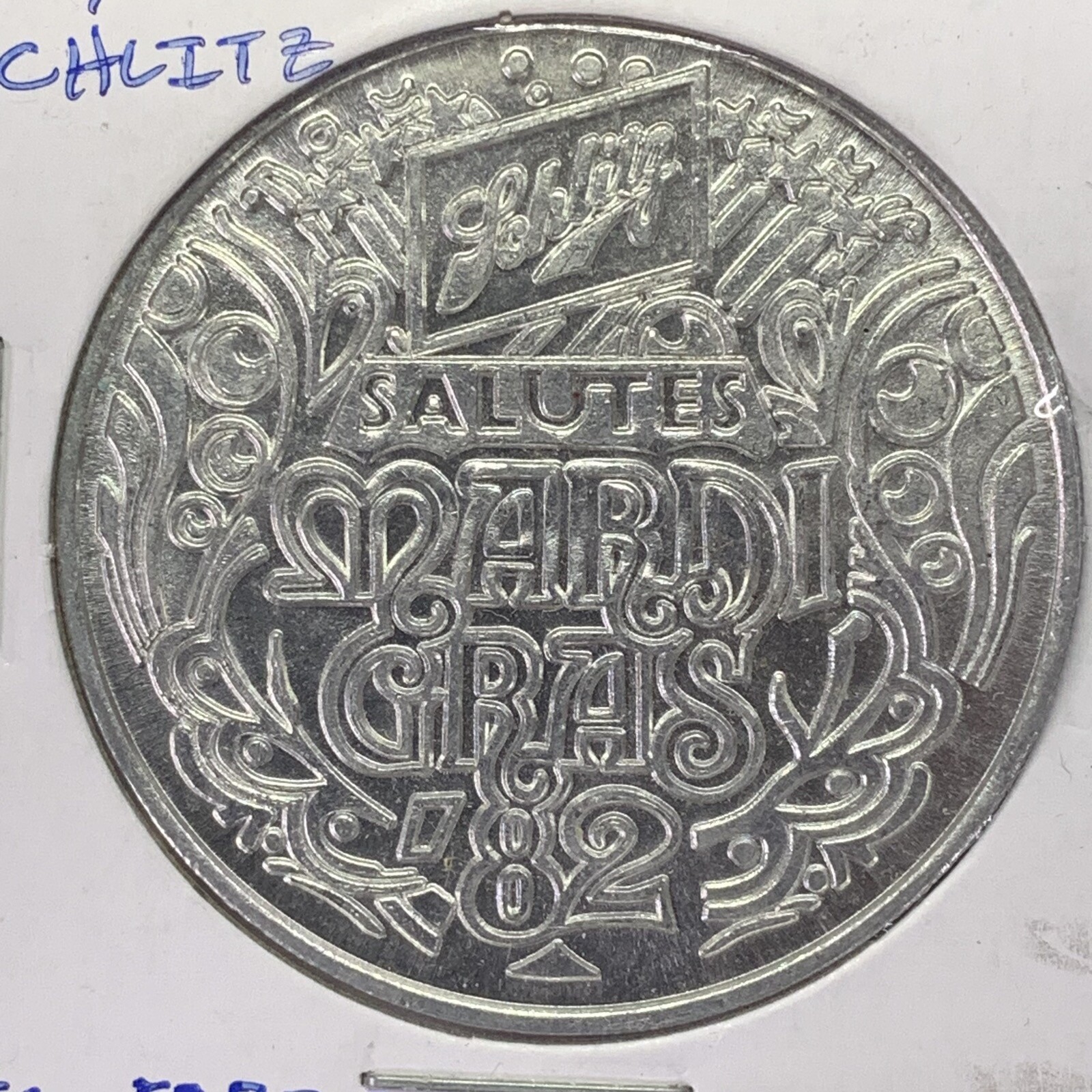 Louisiana New Orleans Schlitz Salutes Mardi Gras 1982 Token Party Spirit & Logo