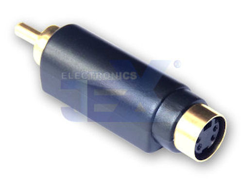 Gold Male RCA/Phono to Female S-video 4-pin Mini Din Video Converter Adapter