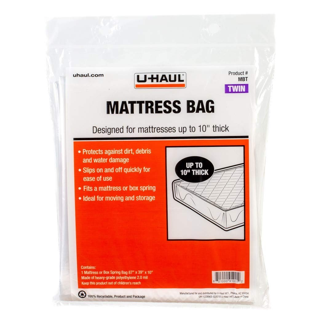 U-Haul Standard Twin Mattress Bag – Moving & Storage Cover for Twin, clear