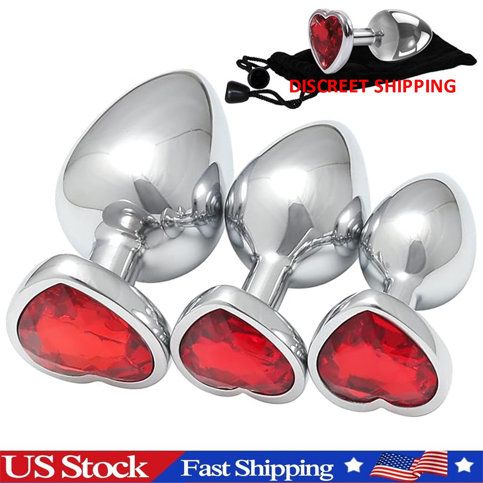 Anal Butt Plug Heart Stainless Metal Butt Plug Sex Toy For Women Men Couple