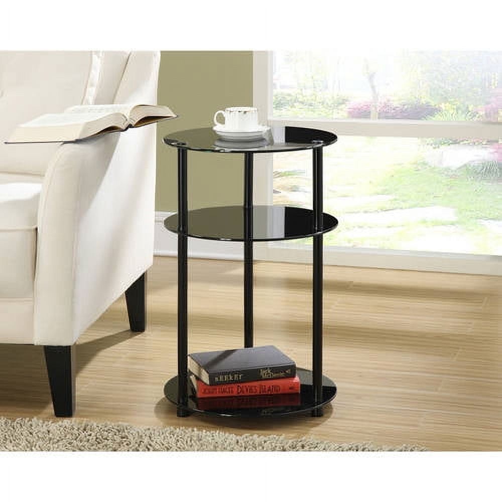 Designs2Go Classic Glass 3-Tier Round Table Black Glass