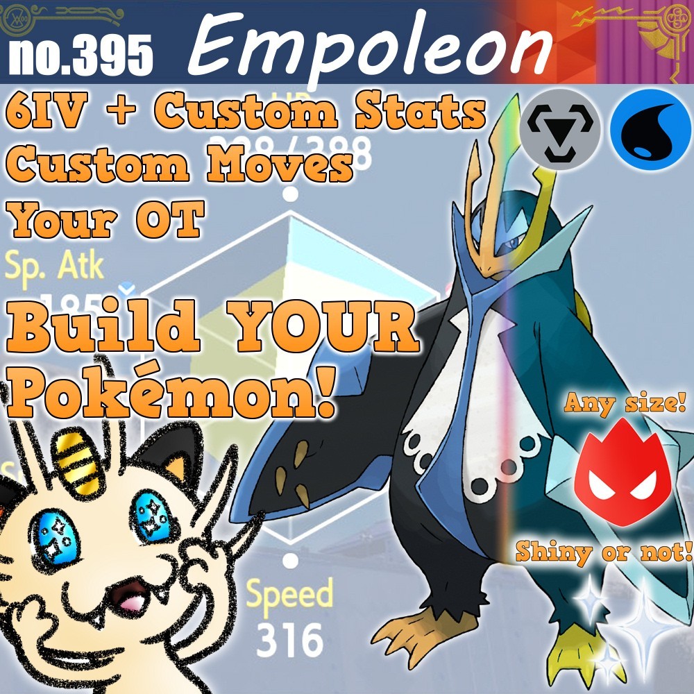 EMPOLEON Shiny 6IV -Build ANY Pokemon! Scarlet Violet Champions Alpha HOME VGC