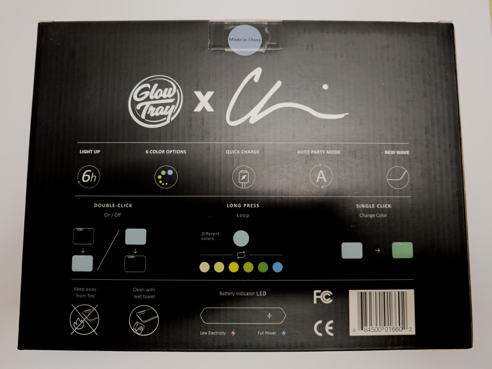 Glowtray x EAZY-DUZ-IT Light Up Rolling Tray - 6 Multicolor LED