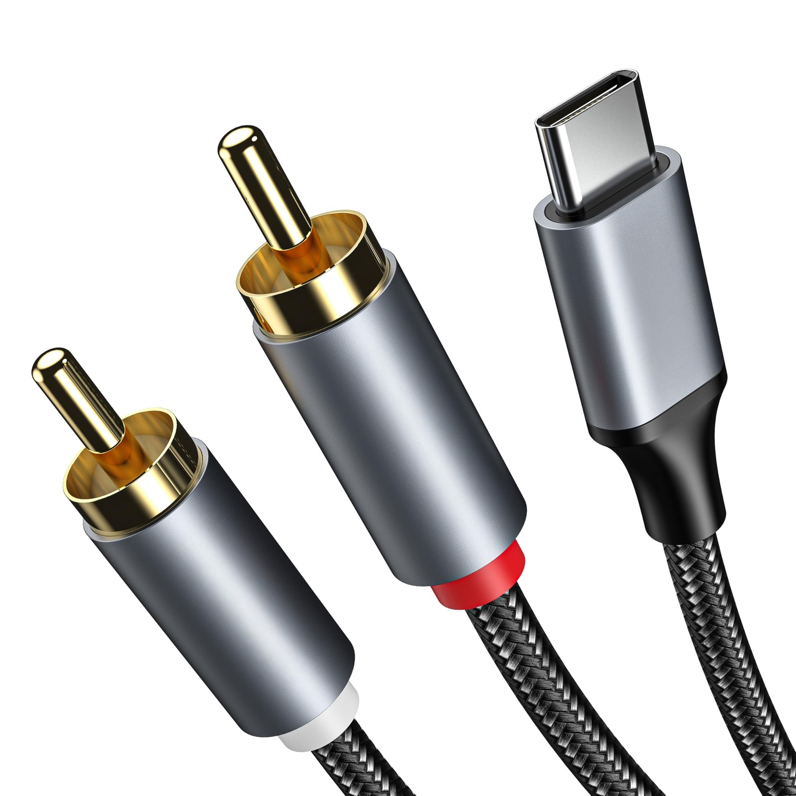 RCA to USB C Cable, C Audio Hi-Fi 4 FT C, Grey