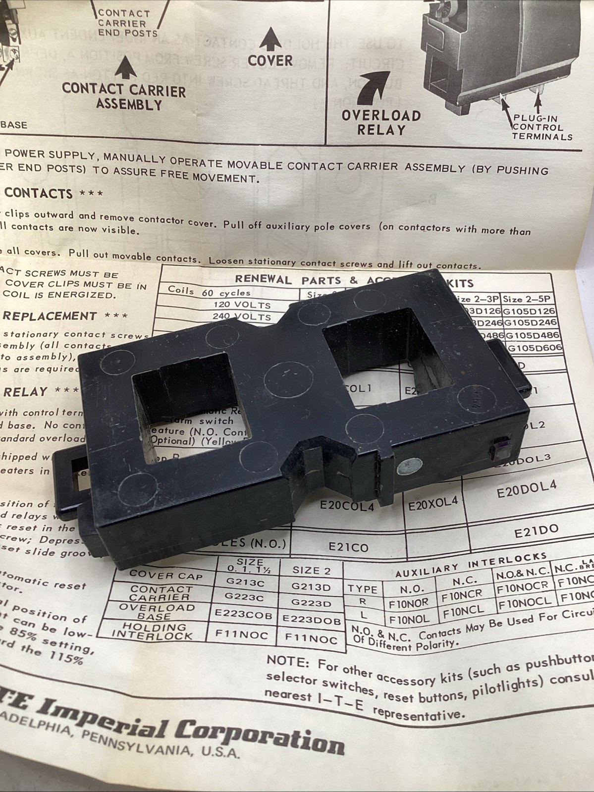ITE G103D446 Operating Coil G10 Size 2 NEW