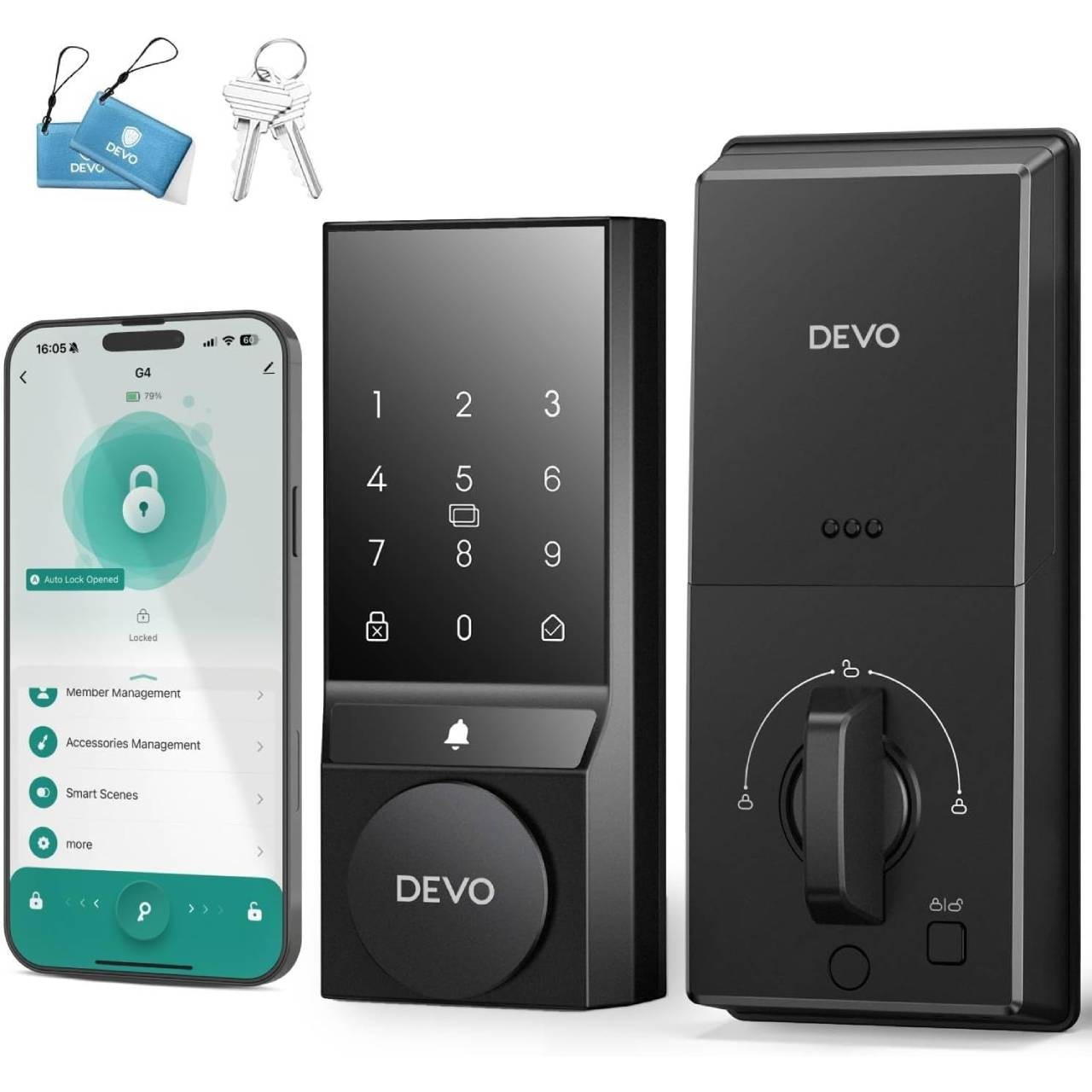 Smart Door Lock, Keyless Entry Deadbolt Bluetooth/Wi-Fi, Touchscreen App Control