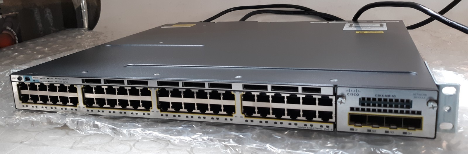 Cisco Catalyst WS-C3750X-48PF-S PoE 48-Port Gigabit Switch w/ NM-1G+2x 1100W PSU
