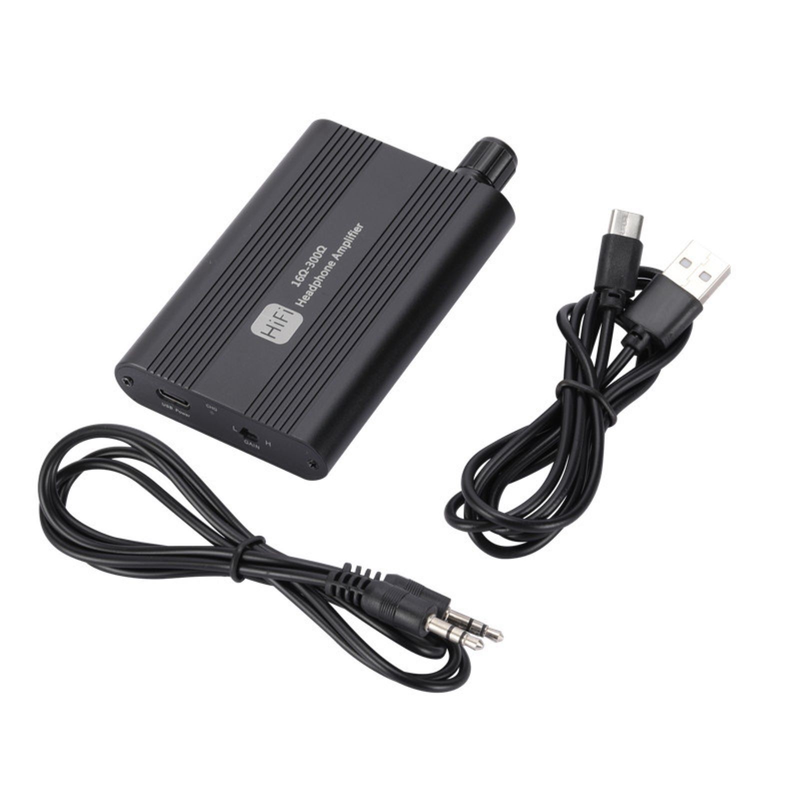 16-300Ω HIFI Headphone Amplifier Portable Earphone AMP 3.5mm w/ Audio USB Cable