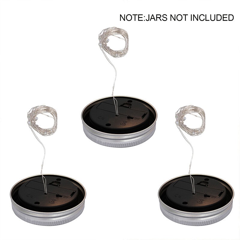 6 Pack Solar Mason Jar Lid Insert 20 LED Mason Jar String Lights for Glass Mason