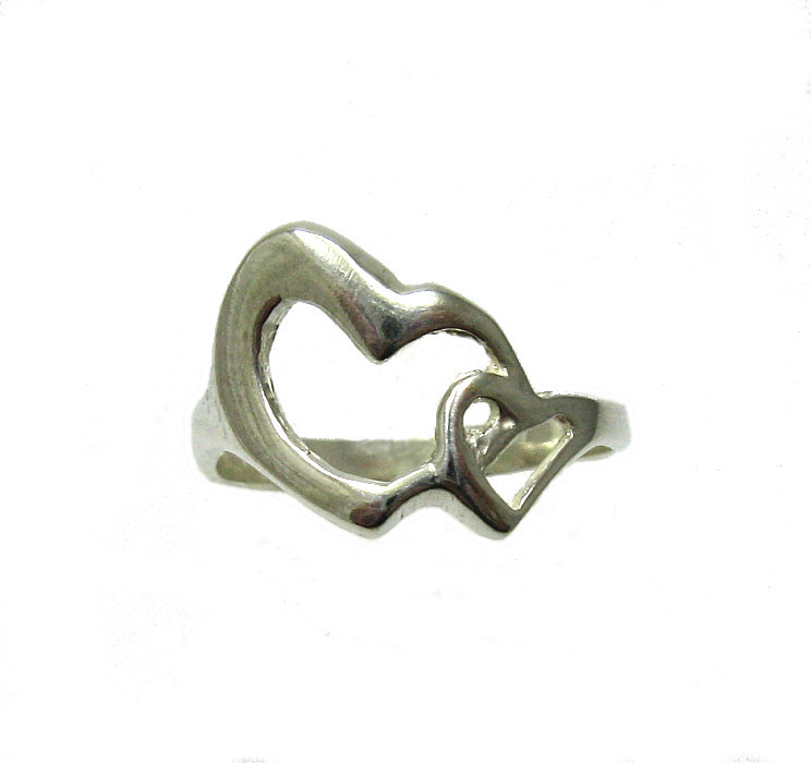 Bague en argent sterling véritable coeur massif poinçonné 925 fait a la main