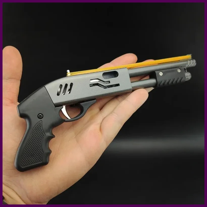 Mini pistola de juguete con pulverizador de goma de aleación, 8 ráfagas