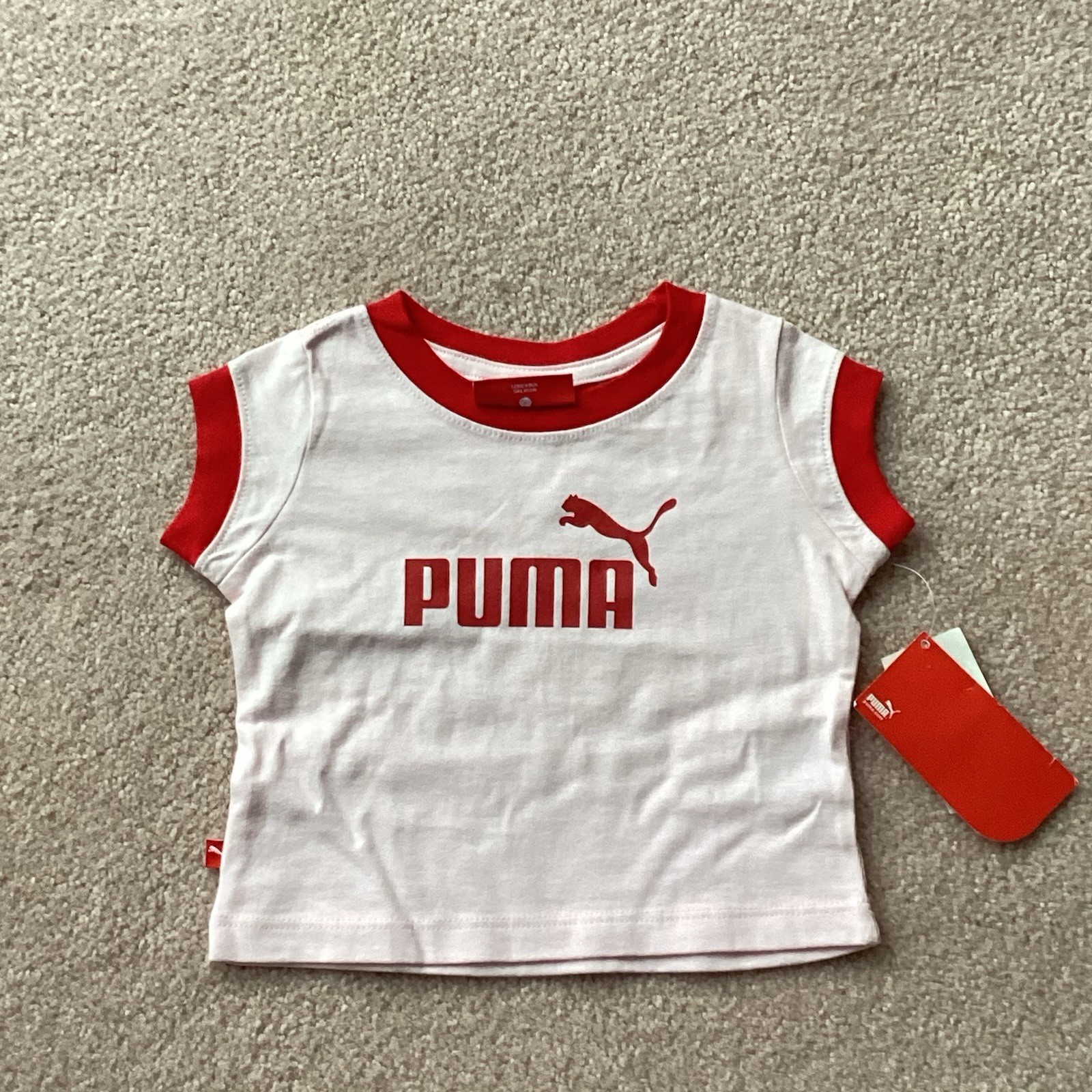 NWT PUMA GIRLS 2T PULLOVER SHORT SLEEVED COTTON T SHIRT, LOGO ON PINK, COTTON