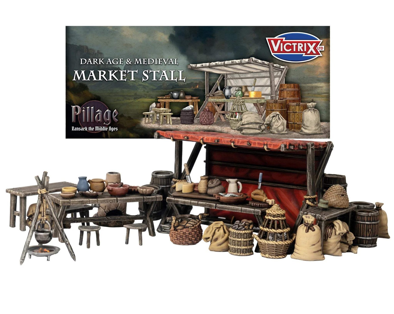 VICTRIX Medieval Market Stall - 28mm Wargame Scenery