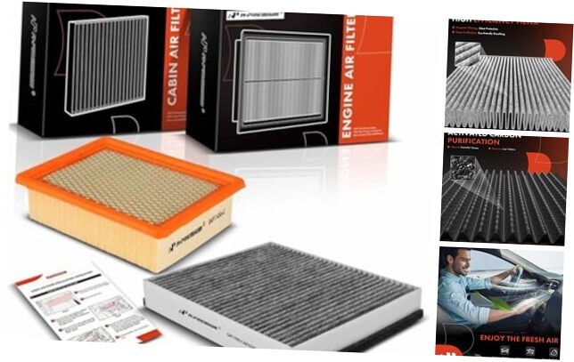 2-PC Engine & Cabin Air Filter with Activated Carbon Compatible with Ford