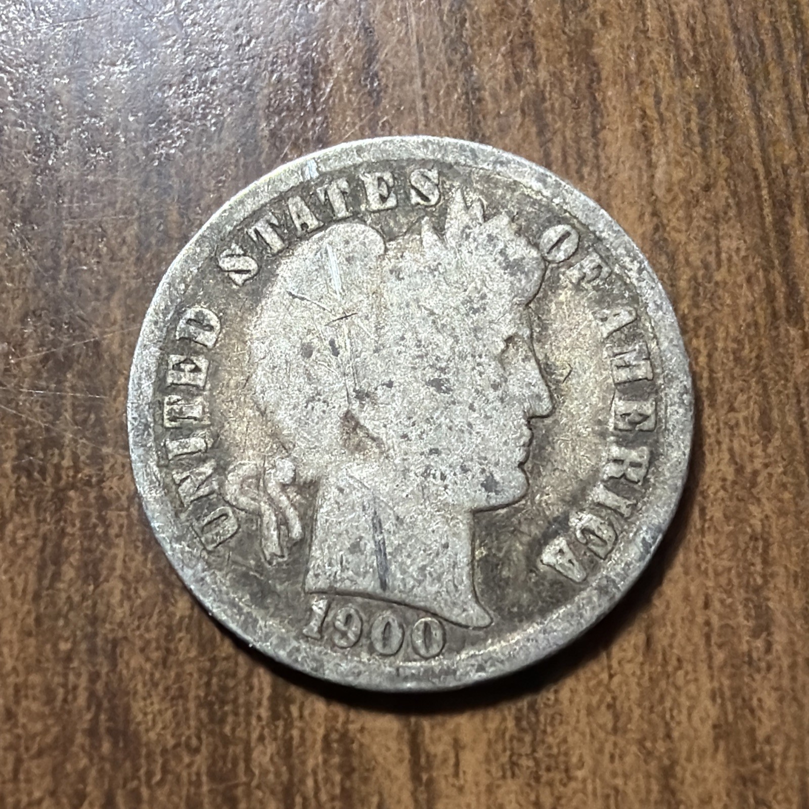 1900 Barber Dime Good Actual Coin Good Additional To Collection