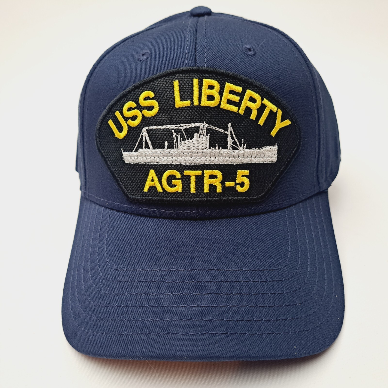 US Navy USS Liberty AGTR-5 Men's Embroidered Patch Cap Hat  Blue Cotton Solid