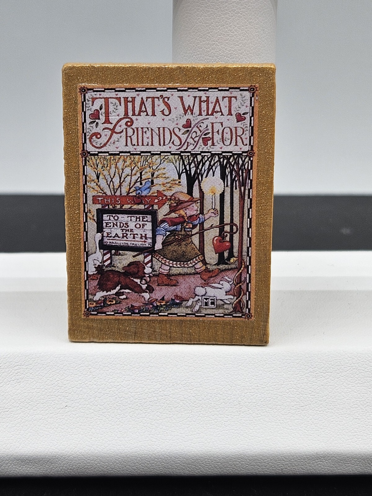 Vintage Mary Engelbreit That's What Friends Are For Wood Pin/Brooch