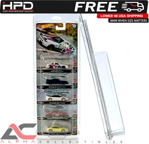 (QTY 5) HPD PROTECTOR CASE 5-CAR STACK HOT WHEEL PREMIUM .8MM HEAVY DUTY