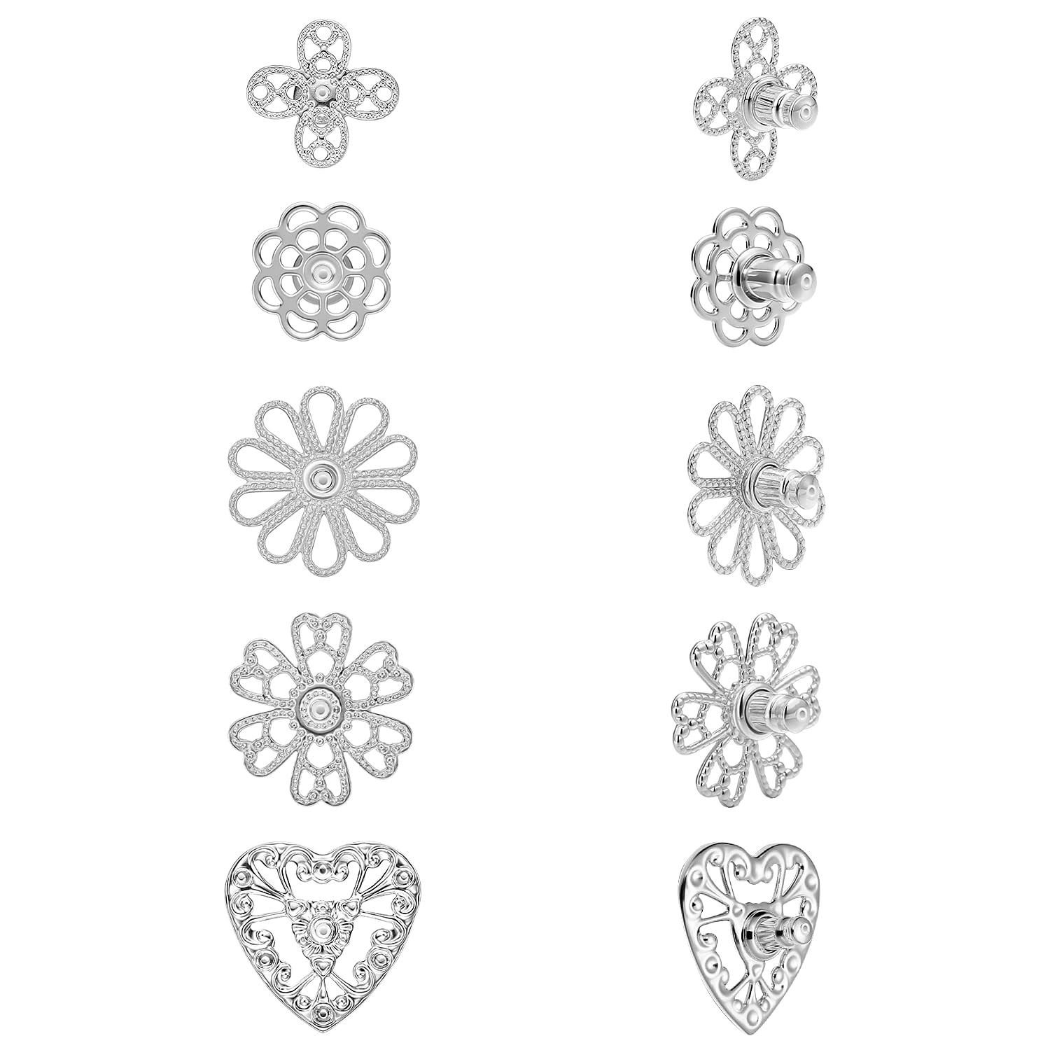 Heavy Duty Earring Supports for Droopy Ears - 5 Pairs Secure Locking Backs An...
