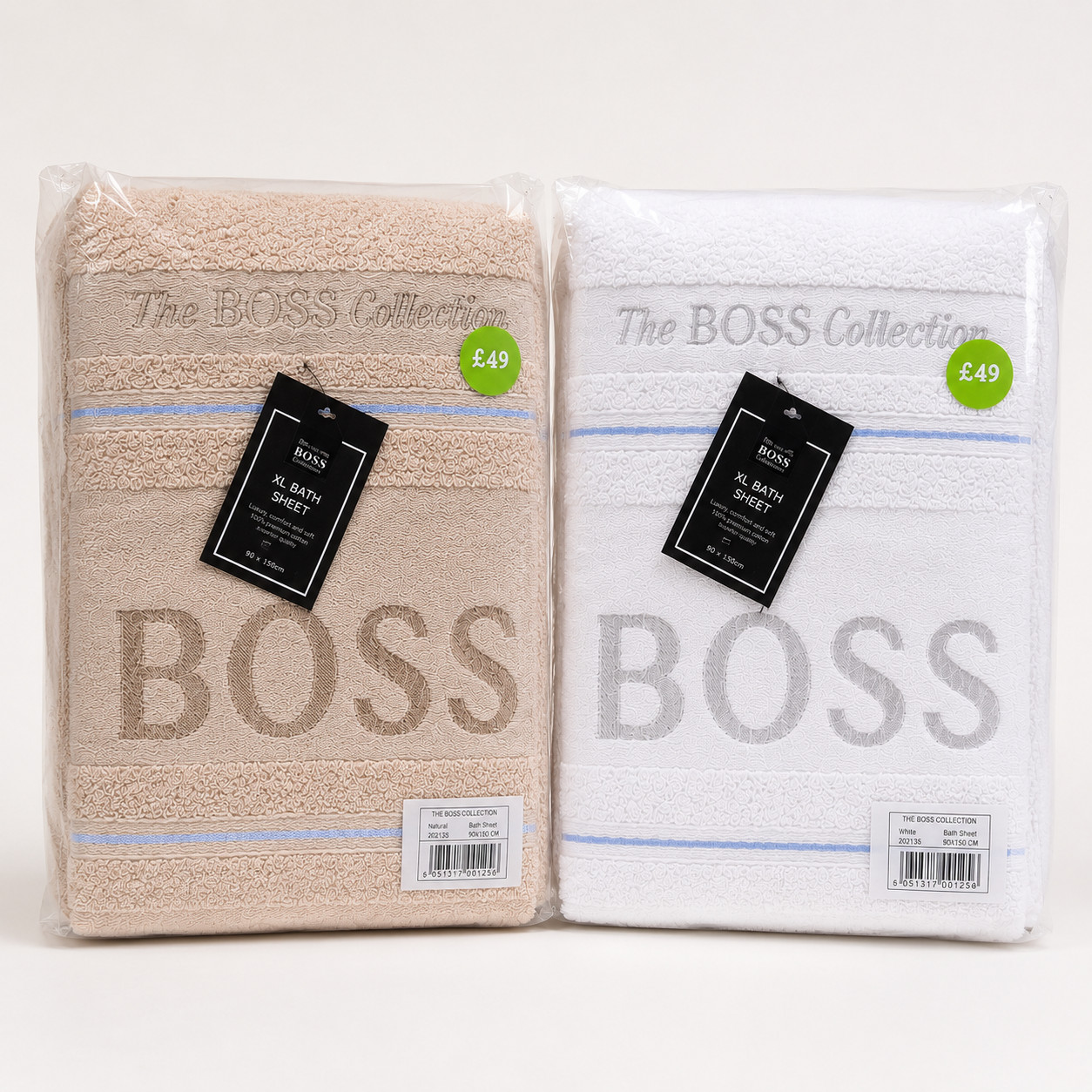 BOSS Collection XL Bath Sheet 3 Piece Set 100% Cotton Beige 90x150cm Luxury Towe